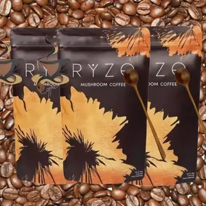 【3-PCS】RYZE Mushroom Coffee USDA Organic with 6 Adaptogenic Mushrooms & MCT Oil USA Grown Instant Coffee for Better Energy Focus Digestion Immunity Turkey Tail Shiitake Lion's Mane