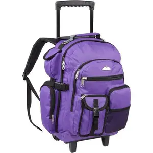 212 MAIN Everest 5045WH-DPL Deluxe Wheeled Backpack - Dark Purple, Carry On, Adjustable, Convertible, Durable, Telescopic Handle, Business Travel Bag, Adjustable Backpack, Business Travel Backpack