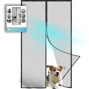 Magnetic Mesh Door Net with Magnetic Closure, Thickened Glass Fiber, Suitable for Pets and Children, Front and Sliding Doors