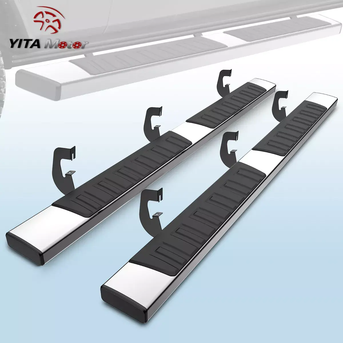 YITAMOTOR 6.5 inch Running Boards Compatible with 2007-2018 Chevy Silverado/GMC Sierra 1500 Double Cab, 2007-2019 2500HD 3500HD Side Step Nerf Bars (Inc. 2019 1500 LD/Limited)
