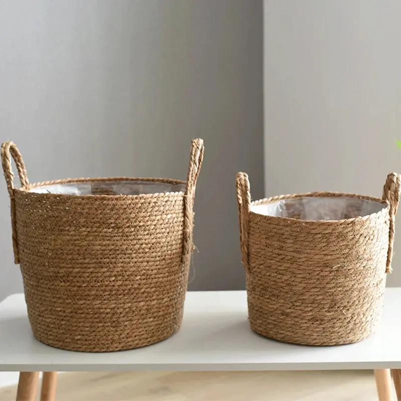Nordic Handmade Straw Woven Flower Pot Planter Basket