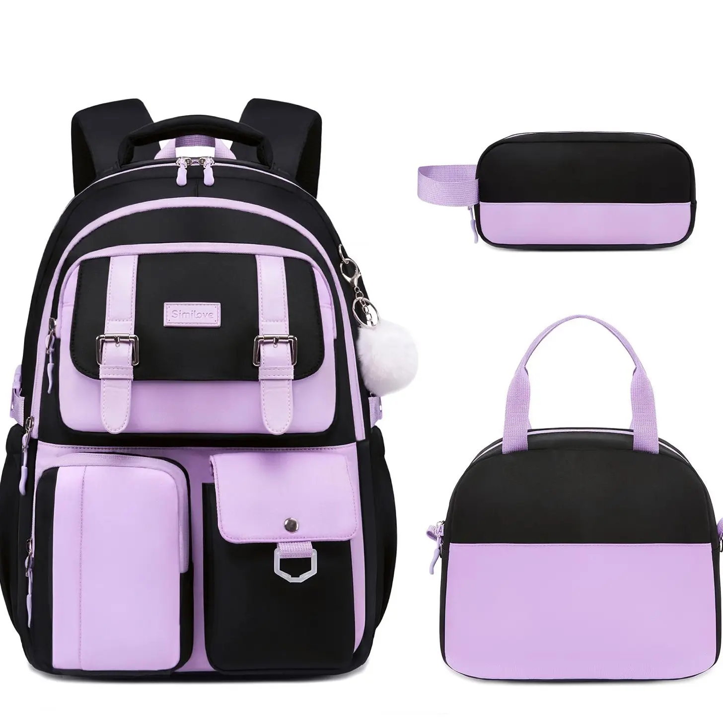 SIMILOVE Women's 3pcs Large Capacity Laptop Backpack - 15.6-17.7in Waterproof Work Business Purse, Nurse College Bookbag for School Supplies, Casual Travel Daypack (TikTokShopBackToSchool), Backpacks For School