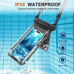 Waterproof Phone Pouch 1 Set Clear Case with Lanyard IPX8 Certified Floating Dry Bag with 2 Pockets Universal Fit Up to 7 Inch Phones for Beach Swimming Diving Cruise Outdoor Activities