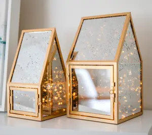 Set of 2 Medium & Large Mercury Glass Lanterns by Lauren McBride
