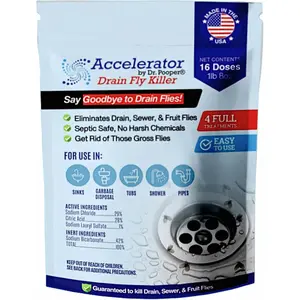 Drain Fly Killer Powder – Eliminates Drain Flies & Sewer Flies in Drains, Sinks, Showers – Fast-Acting Treatment - Septic Safe &
