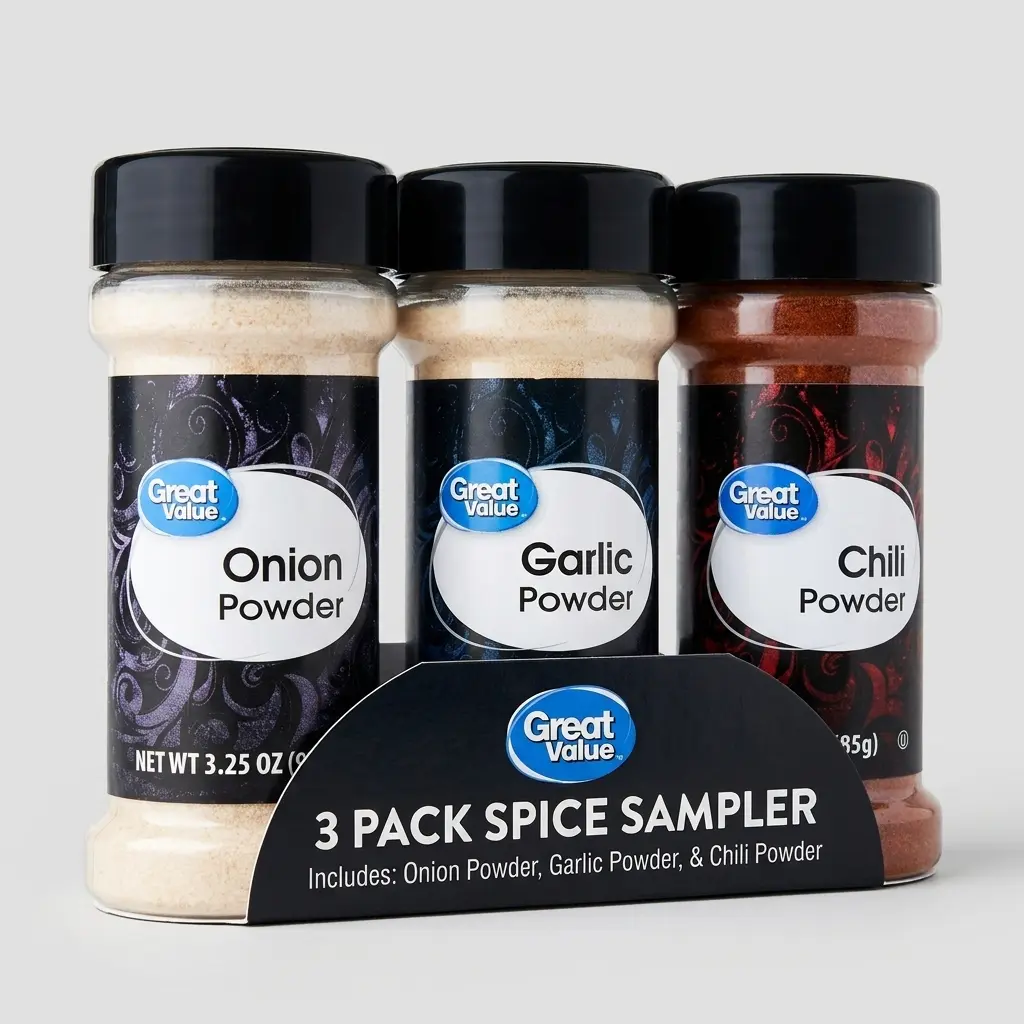 Great Value Essential Spice Variety Pack - Onion Powder, Garlic Powder, Chili Powder