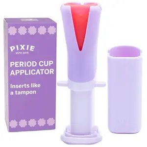 Pixie Menstrual Cup Applicator for Feminine Care - Inserts Like A Tampon - Every Woman Can Now Use Period Cups - Perfect for Long Nails - Self Sanitizer TPE Properties - Travel Case