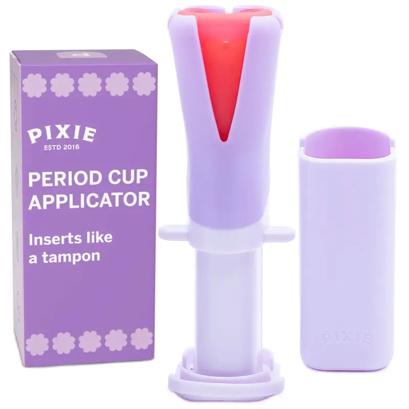 Pixie Menstrual Cup Applicator for Feminine Care - Inserts Like A Tampon - Every Woman Can Now Use Period Cups - Perfect for Long Nails - Self Sanitizer TPE Properties - Travel Case
