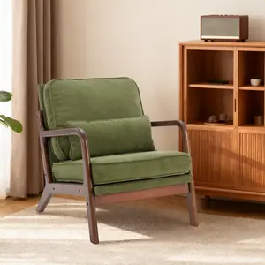Mid Century Modern Chair, Accent Chair with Arms and Waist Cushion, Reading Chairs for Adults, Lounge Chair for Living Room and Bedroom, Solid Wooden Frame Mid Century Modern Chair, Accent Chair with Arms and Waist Cushion, Reading Chairs for Adults, Lounge Chair for Living Room and Bedroom, Solid Wooden Frame