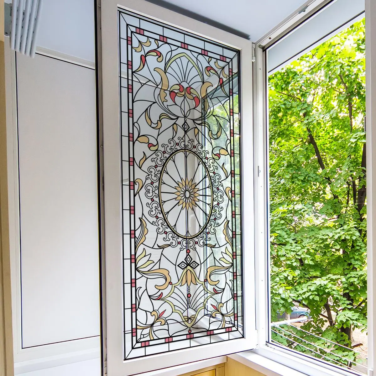 Double Sided Glass Window Sticker, 1 Count Simple Colorful Pattern Static Cling Window Decal, Decorative Sticker for Home Window