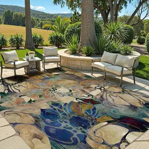 Outdoor Carpet, Retro Print Style Outdoor Rug, Modern Geometric Rug, Comfortable & Convenient Foldable & Portable Carpet, Suitable for Outdoor Picnic, Camping & Family Gathering, Multicolor Rug, Machine Washable Rug