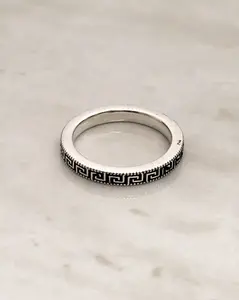 Sterling Silver Greek Key Band Stacking Ring