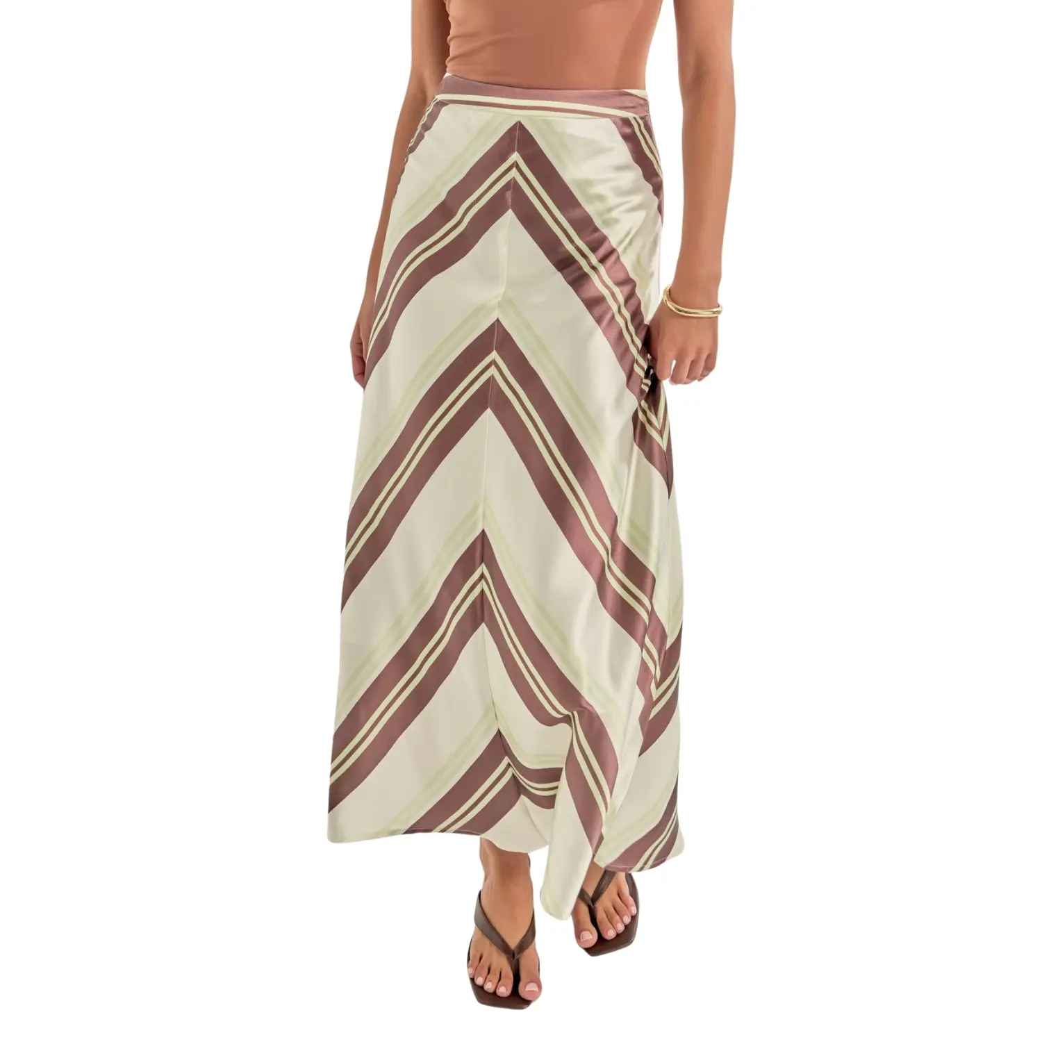 Sorrento Chevron Stripe Satin Maxi Skirt