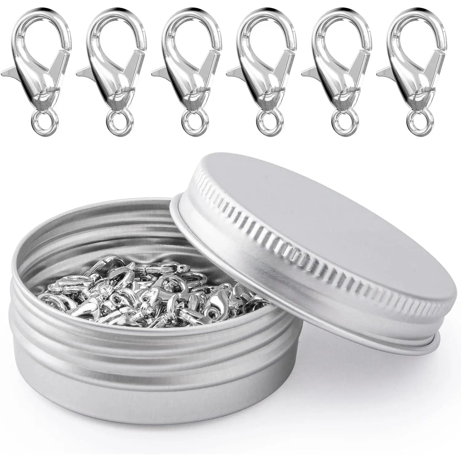 Lobster Clasps 100 Count Metal Alloy Small Claws for  Necklace & Bracelet - Fastening Accessory with Nickel Hook (12mmx6mm)