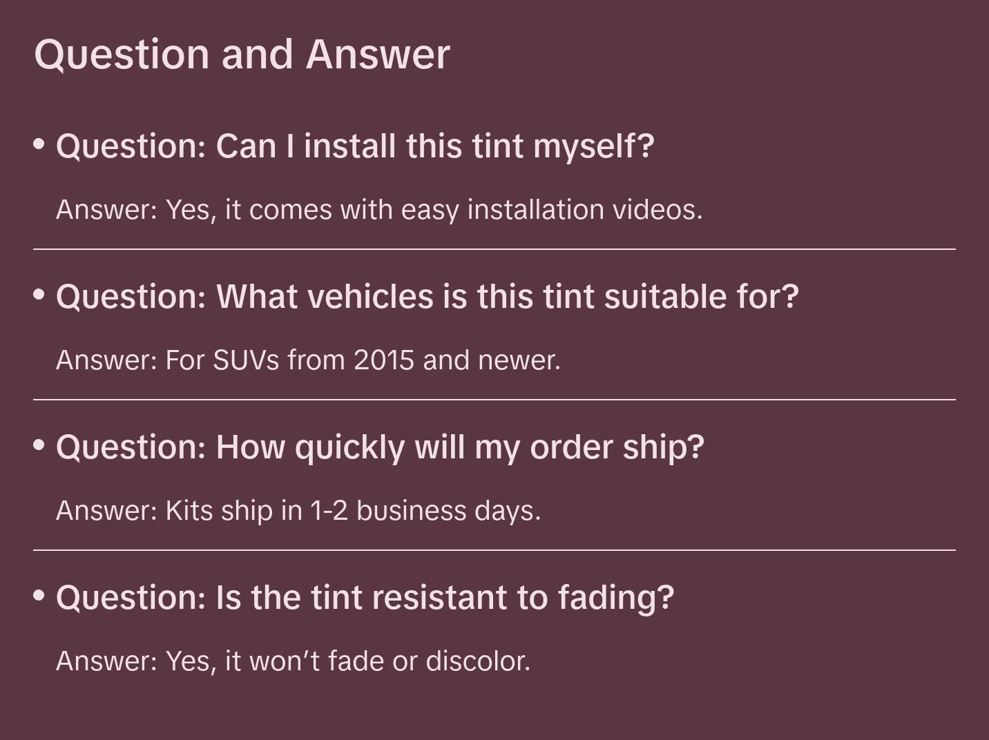 Pre-Cut Tint Kit For Any SUV - 2 Front Windows