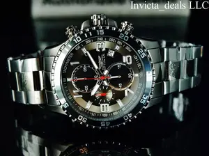 Invicta Men's FLIGHT Specialty Chronograph Gunmetal Tone Stainless Steel Bracelet Watch