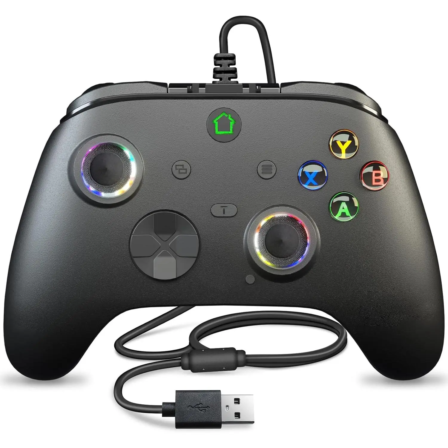 Controller PC, Wired USB Gaming Controller for PC 10 and Steam Gaming Platforms, PC Game Controller Joystick with Dual-Vibration, Turbo, Programmable, RGB LED Light and 3.5mm Stereoscopic Jack