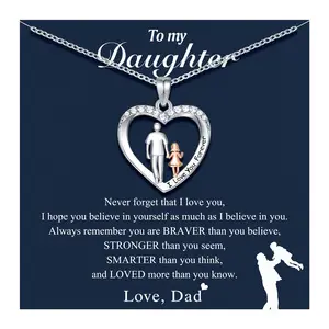 Daughter Necklace from Dad Daddy Father Valentines Birthday Gifts for Kids Girls Teen Tween Jewelry 8 10 12 13 14 16 11 Trendy All-match