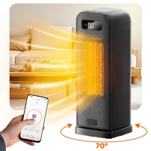 MORENTO Space Heaters 15.7inch for Indoor Use, Wi-Fi & Voice Control, Portable Heater with Thermostat, 1500W Electric Heater, 12H Timer, Quiet Space Heater(Black)