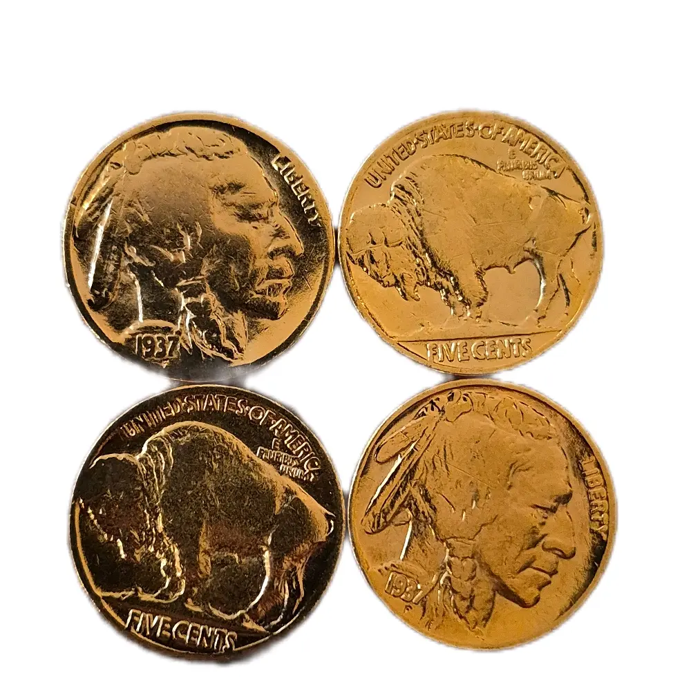 1937 Gold-Plated Buffalo Nickel, 1 Piece Collectible Coin
