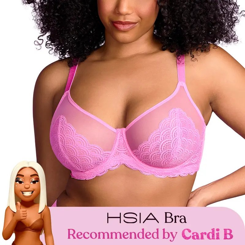 HSIA Mermaid Scales Lace Unlined Full Coverage Plus Size Underwire Minimizer Bra Comfortable Mesh Cup