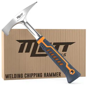 Mutt Tools 14oz Head Weight Welding Chipping Hammer - Professional Slag Hammer for Welders - Forged Steel Impact Tool for Metal Work - Welding Hammer
