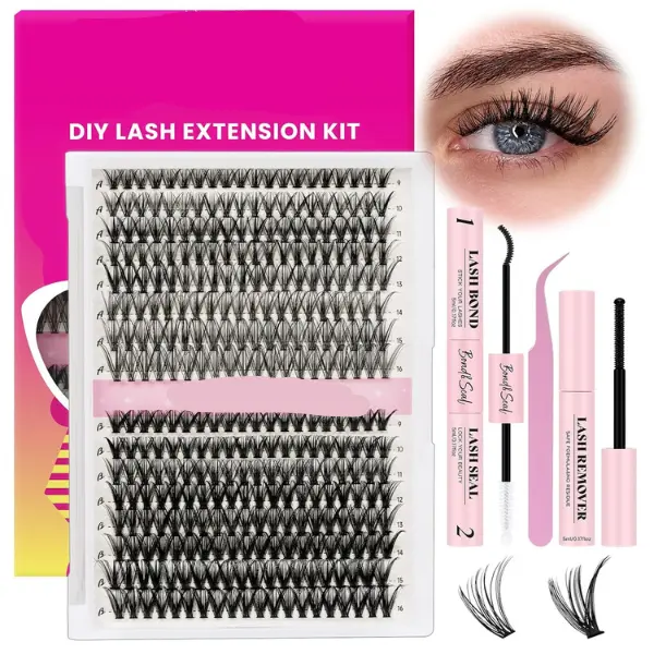 DIY Lash Clusters Kit – 320 Pcs D Curl Individual Lash Clusters (30D & 40D, 9-16mm), Eyelash Extension Kit with Lash Bond & Seal, Remover, Tweezers, Reusable Cluster Lashes for Natural & Volume Look
