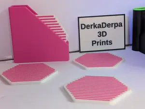 Magenta Hexagon Coasters Set of Four with Coaster Holder