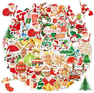 50/100PCS Christmas Holographic Stickers Vinyl Waterproof Laser Xmas Decals with Reindeer Snowman Santa Claus Design for Holiday Gift Wrapping Xmas Gift Seal Party Favors Goodie Bags Stocking Stuffers Water Bottle Laptop DIY Craft & Scrapbooking