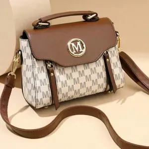 Retro Minimalist Printed Crossbody Bag, PU Large Capacity Shoulder Bag with Adjustable Strap Flap Closure, Small Bags Handbag for woman