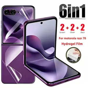 6-In-1 Hydrogel Film Set for Motorola Razr 70 Ultra, 2 Screens + 2 Outers + 2 Backs, Fingerprint Resistant, Touch Sensitive