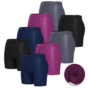 CATTIBOR 4 Pack Mens Bamboo Underwear,Men Trunks Separate Pouch with fly,Men Dual Pouch Underwear,Men Boxer Shorts Brief,Men Athletic Underwear,Sport Men Long Leg Boxer Shorts,Men Underwear For All Seasons