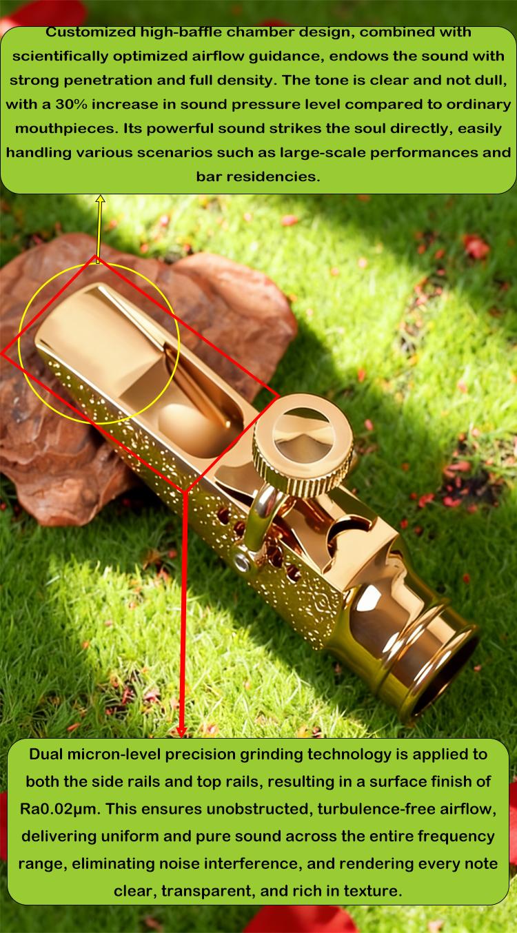 A Metal Mouthpiece for Jazz Alto Saxophone That Offers a And Vibrant Sound, And Excellent Control. It Features an Enhanced Tone Quality, a Beautifully Crafted Design,  Prolonged Usage or Replacement for Professional Player or Music Enthusiast drums Strap