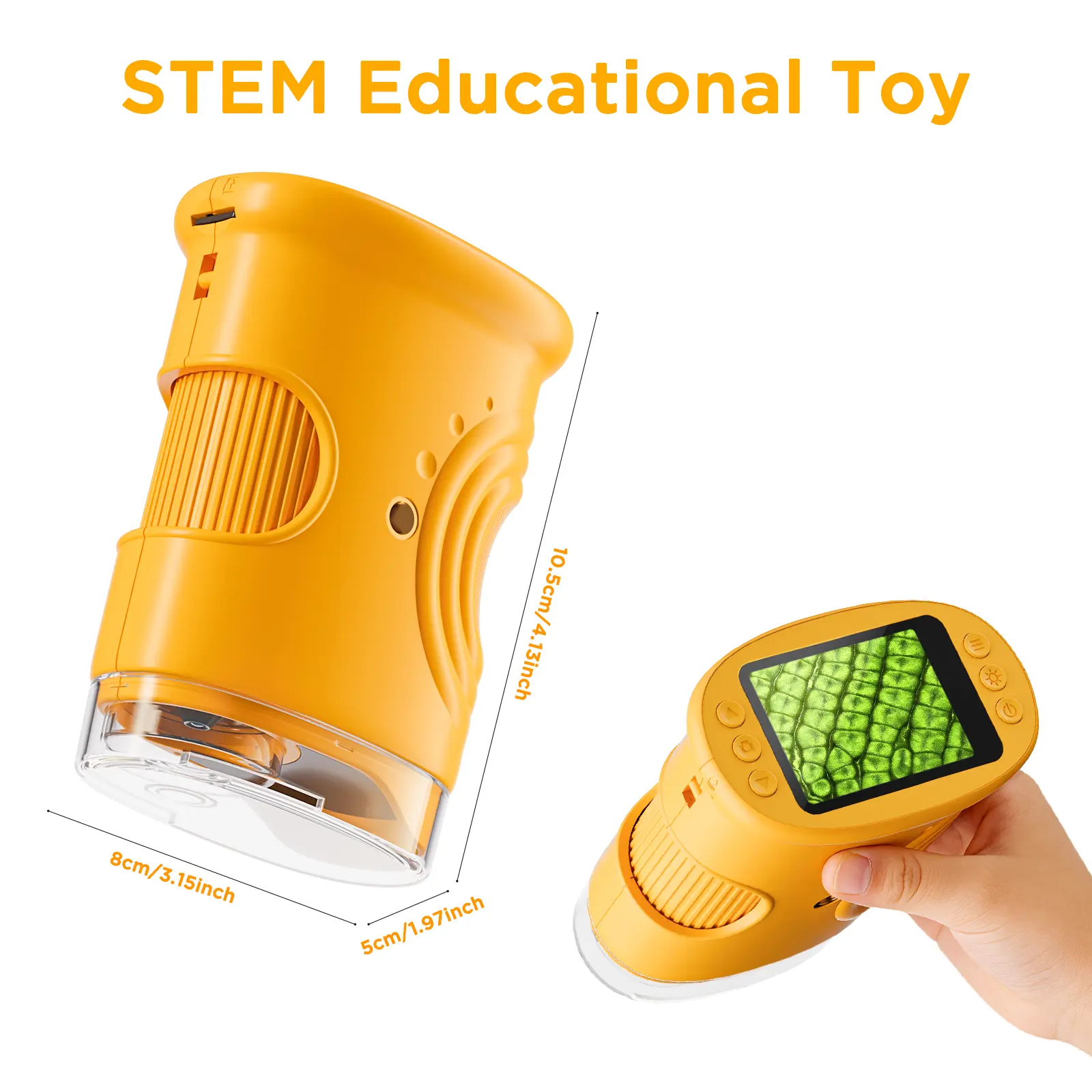 [2026 Upgrade] Kid's Digital Microscope - 1000X Magnification, 2.0-in Screen, 2MP Resolution, 8 LED Lights, Handheld Camera, Rechargeable Portable STEM Toy Gift for Kids Science Exploration, Windows/PC Connectable for Cells Observation