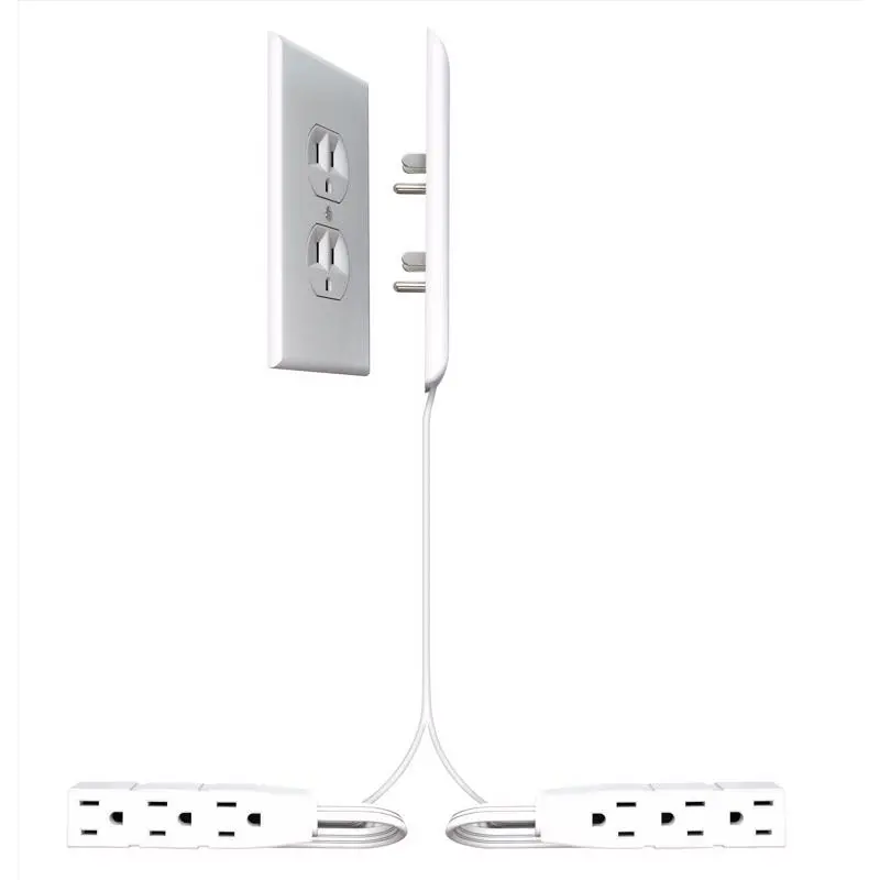 Sleek Socket 3022426 8 ft. 6 Outlets Power Strip, White