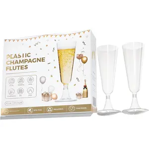 24-Pack Disposable Plastic Champagne Flutes - 4.5 Oz Clear Mimosa Glasses for Weddings,  Year, Birthdays, Engagements, and  Parties - Elegant and Durable Toasting Cups,