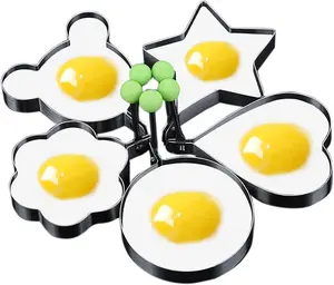 Stainless Steel Egg Molds, 5 Pack 3.5 Inch Different Shape Silver Egg Ring Molds for Cooking and Griddle of Egg, Flapjack, and Bread and Chocolate (5)