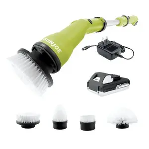 Sun Joe 24V Cordless Indoor/Outdoor 1000-OPM Oscillating Scrubber | 4 Attachments & Battery + Charger | 24V-PWSCRB-LTW
