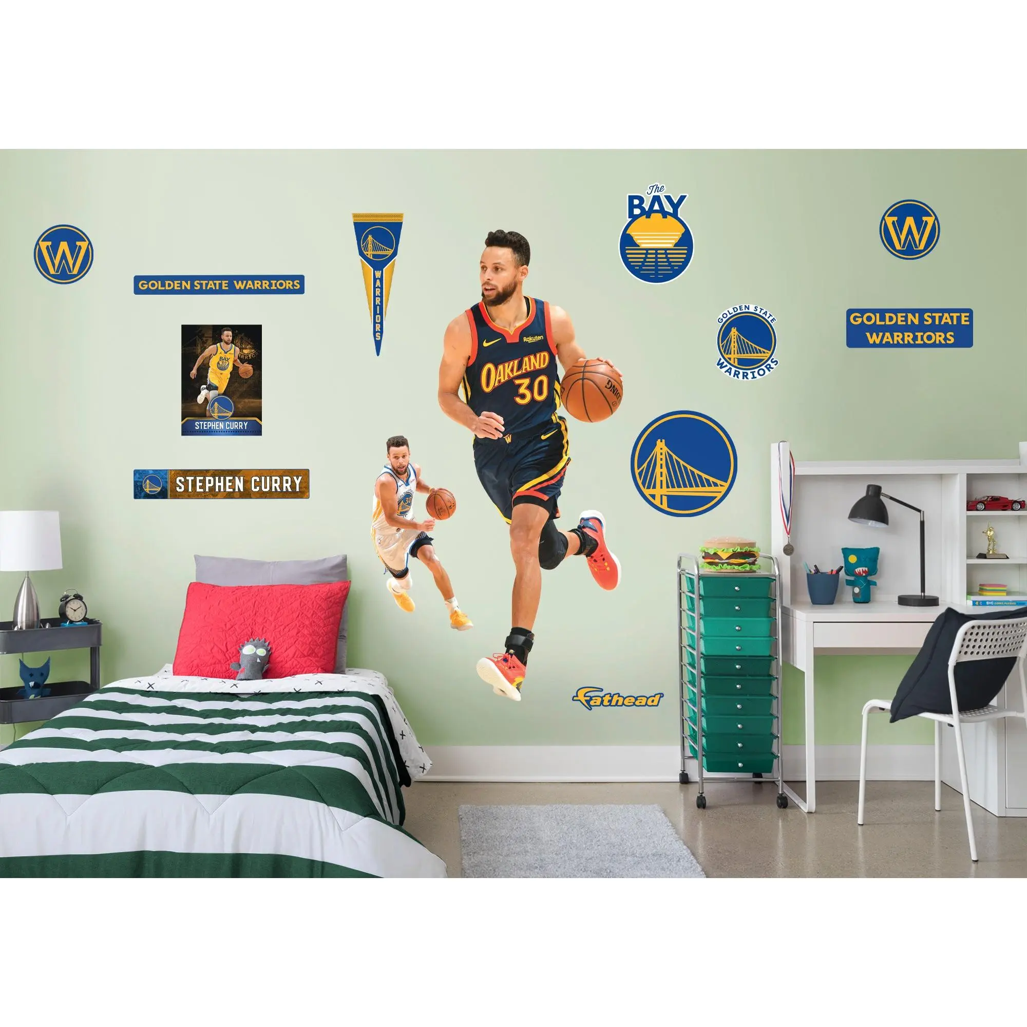 Stephen Curry Official NBA Golden State Warriors RealBig Oakland Jersey Collection Decorative Vinyl Stickers - Reusable Wall Decor, Game Day Home Decor, Easy Installation, Fade-Resistant, Scratch-Resistant Finish