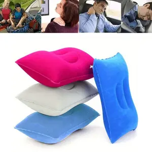 Ultralight A4 Size Inflatable Pillow Small Squared Flocked Fabric Air Pillow for Car Hiking Camping Traveling Napping Desk Rest Neck Lumbar Support 4 Packs