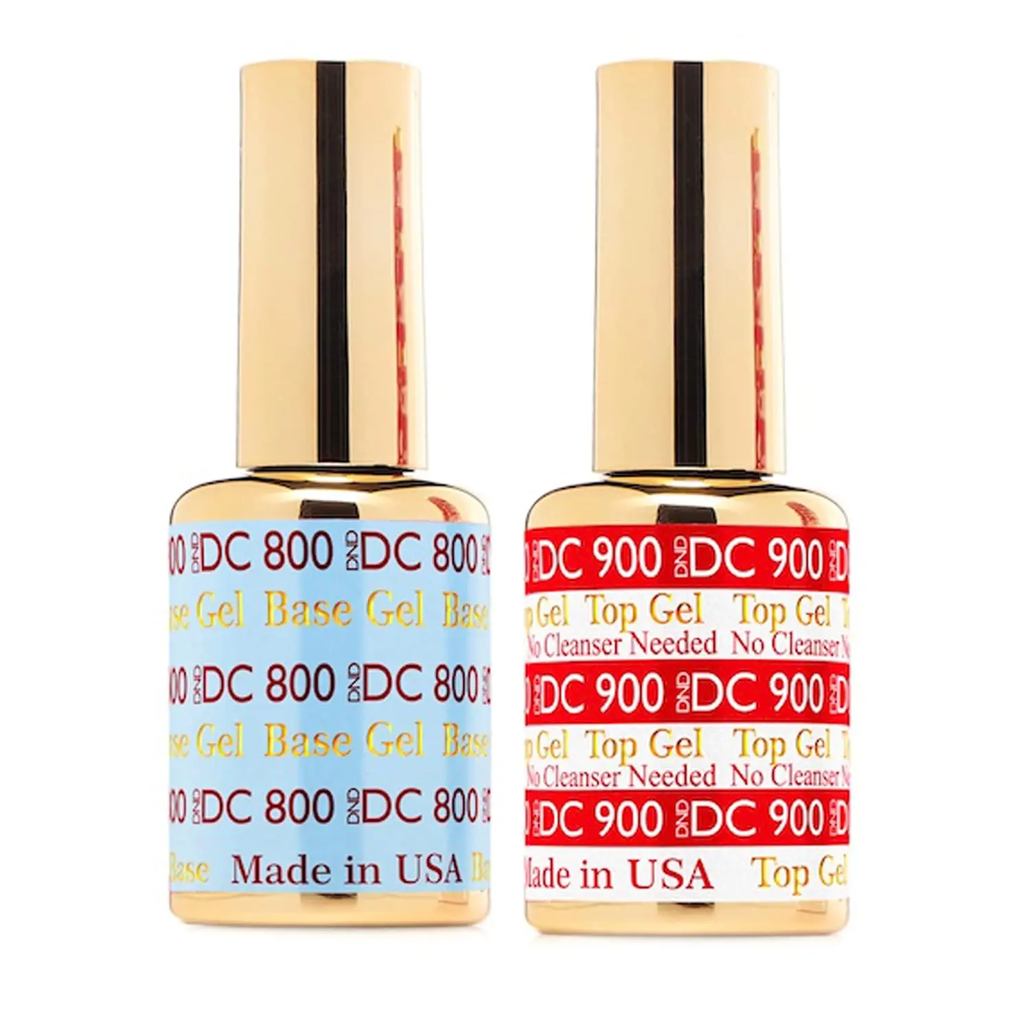 DAISY DND Gel Nail Polish Duo - DC 800 Base Coat & DC 900 No Cleanse Gel Topcoat (0.5 Fl Oz Each, Glass Bottle with Caps), UV LED Compatible, Salon-Quality Manicure, Flawless Finish, USA-Made At-Home Nail Care Beauty Product, Beauty Products, Cosmetic, Na