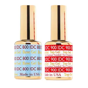 DND Gel Polish Duo - DC 800 Gel Base & DC 900 Top Coat - 0.5 Fl Oz Each - UV LED Compatible - No Cleanse Formula - Salon-Quality Finish - Made in USA