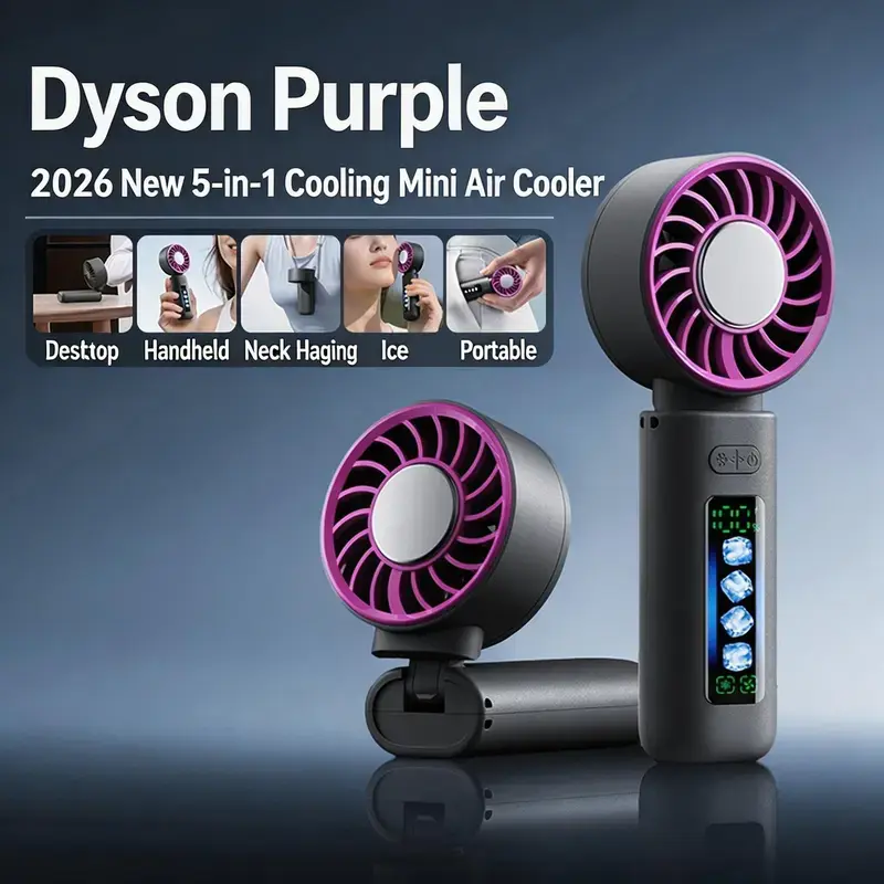 Handheld Fan with Cooling Plate, Brushless Motor, Quiet Operation, 120° Adjustable Head, Compact & Portable for Home Office Outdoor