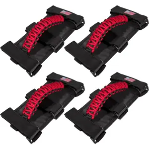 THE WELL KEPT 4 Pcs US Flag Heavy Duty Anti-Slip Roll Bar Grab Handles, Premium Paracord Interior Accessories for 1955-2023 Jeep Wrangler JK JKU JL JLU TJ LJ YJ CJ Sport Sahara Freedom Rubicon Unlimited & Gladiator JT, ATV