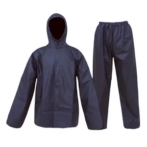 Ultra-Lite Rain Coat with Pants for Men Women Waterproof Rain Suit for Sport (Navy)