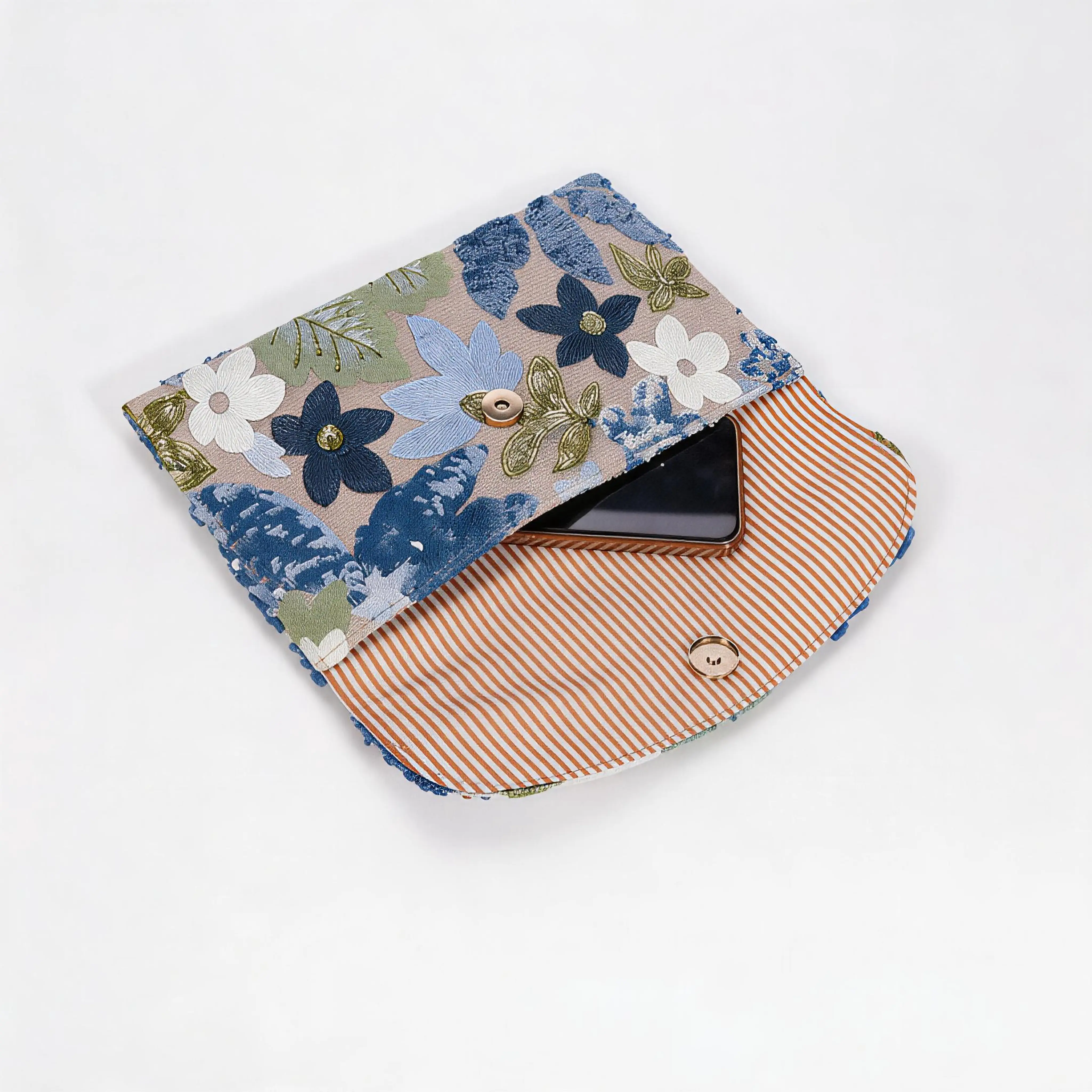 Women's Vintage Floral Embroidery Beaded Sequin Clutch Purse - Foldable Cosmetic Bag, Beauty Storage Pouch, Elegant Handheld Home Organizer for Wedding Party, Daily Commute