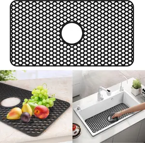 28.3"x 15.2" Kitchen Sink Mats,Heat Resistant  Sink Protector Mat for Bottom of Stainless Steel Porcelain (Middle Hole)