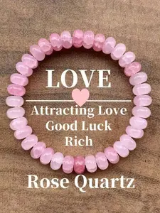 1pc Handmade Rose Quartz Crystal Chakra Beaded Elastic Bracelet - Love Stone Symbolizing Romance And True Love, Valentine's Day Gift For Girlfriend And Mom - Birthday Gift For Men And Women