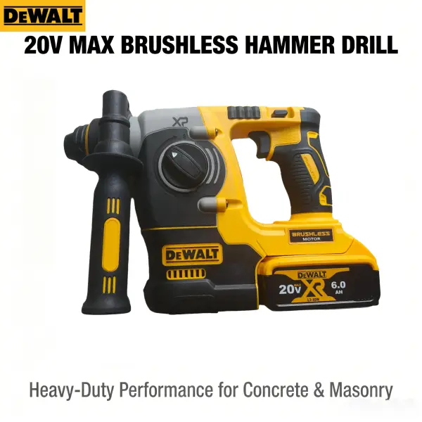 DEWALT 20V Cordless Rotary Hammer with Battery & Charger - 0-1150RPM, 0-5000BPM Impact Rate, 22mm Max Drilling, 2J Impact Energy, High Torque Handheld Tool for Concrete Masonry Construction
