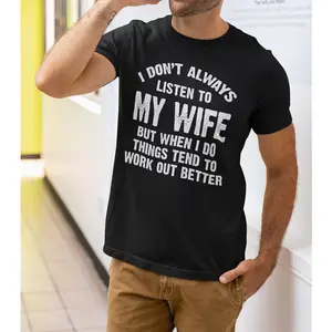 TeeBox Store Listen To Wife T-Shirt Funny Husband Graphic Casual Novelty Style Unisex Comfortable All-Season Wear Soft Cotton Fabric Perfect for Anniversary Birthday Gifts - Top